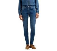 Slim-fit-Jeans PEPE JEANS "schmal geschnittene Jeans SKINNY JEANS LW SOHO", Damen, Gr. 25, Länge 32, blau (used faded stone), 93% Baumwolle, 6% Polyester, 1% Elasthan, Jeans Slim-fit-Jeans (30339243-2