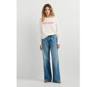 Sweatshirt PEPE JEANS "CELESTE", Damen, Gr. S, weiß (mousse weiß), Sweatware, Obermaterial: 85% Baumwolle, 15% Polyester, bedruckt, hüftbedeckend, Rundhals, Rippbündchen, Sweatshirts Sweatshirt, Baumw