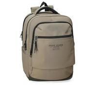 Pepe Jeans Waltford Rucksack für Laptop, 39,6 cm (15,6 Zoll), Beige, 30 x 42 x 14,5 cm, Polyester mit Kunstlederdetails, 18,27 l
