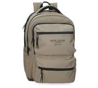 Pepe Jeans Waltford Laptop-Rucksack mit doppeltem Fach, anpassbar, 31 x 44 x 15 cm, Polyester, mit Kunstlederdetails, 20,46 l, Beige