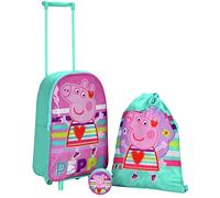 Peppa Pig Buntes Herz 3-teiliges Gepäckset - Rolltasche + Sneaker + Münzbörse