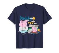 Peppa Pig Daddy Rocks T-Shirt, Herren, Erwachsene, Kurzarm, T-Shirt, Blau, S