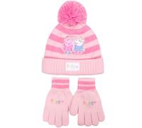 Peppa Pig Kinder Wintermütze & Handschuhe Set Warm und Bequem Beanie Mütze & Handschuhe Set für Mädchen - Geschenk für Mädchen Alter 2-7 Jahre, rose, One size