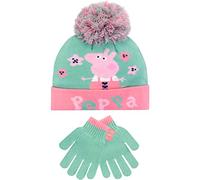 Peppa Pig Kinder Wintermütze und Handschuhe Set Grün One Size