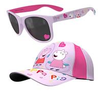 Peppa Pig Kinder-Zubehör-Set - Baseballkappe und Sonnenbrille für Mädchen, Sommer-Sonnenhut mit verstellbarem Riemen + UV400-Schutz-Schattierungen, Urlaub Strand Essentials für Mädchen ab 3 Jahren