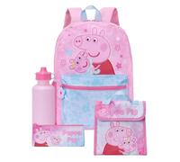 Peppa Pig Kinderrucksack 4er-Set Mit Lunchtasche & Flasche, Pink One Size