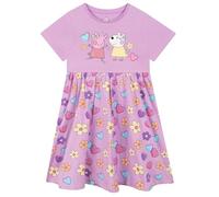 Peppa Pig Mädchen Kleid | Baumwolle Kleider Für Mädchen | Kurzarm Sommer Skaterkleid | Lila 116