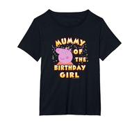 Peppa Pig Mummy of The Birthday Girl T-Shirt, Damen Große Größen, Schwarz, 2X