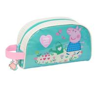 PEPPA PIG PRETTY Flowers Große Kulturtasche für Kinder, anpassbar an den Wagen, ideal für Kinder von 5 bis 14 Jahren, bequem und vielseitig, Qualität und Widerstandsfähigkeit, 26 x 16 x 9 cm, Minzgrün
