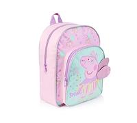 Peppa Pig Rucksack, Mädchen, Schulrucksack mit Glitzer, 3D-Flügel, Kindergarten- oder Vorschultasche, Kinder-Reisetasche, Rose