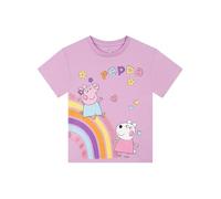 Peppa Pig T Shirt Mädchen | Baumwolle Mädchen T-Shirt | Glitzerndes Kurzarm Tshirt Kinder | Lila 122