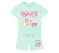 Peppa Pig Tshirt Mädchen Und Shorts | T shirt Kinder Und Shorts für Mädchen Set | Baumwolle Outfit Set | Blau 110