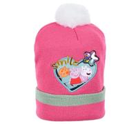 Peppa Wutz Kinder Wintermütze mit Bommel - Peppa Pig Luzie Locke & Mieze Molly - Mädchen Mütze Rosa oder Blau - Polyacryl, Farbe: Rosa, Bekleidungsgröße: 52