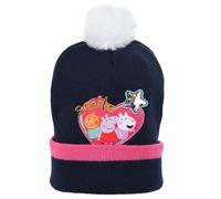 Peppa Wutz Kinder Wintermütze mit Bommel - Peppa Pig Luzie Locke & Mieze Molly - Mädchen Mütze Rosa oder Blau - Polyacryl, Farbe: Blau, Bekleidungsgröße: 54
