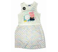 Peppa Wutz Pig Kinder Kleid mit Pailletten Mädchen Dress (Weiß, 116)