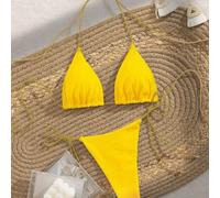 PEPPERMOLLY Neuer weicher einfarbiger Spaghetti-Träger Kreuz-Rücken Rückenfreier Party Bikini Set, elegante Damen Sommer Strand Mode Bikini, Schwarz