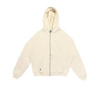 PEQUS Zip-Hoodie Debossed Logo 100% Baumwolle Oversize Sandweiß Größe L