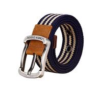 Perfeclan Canvas-Gürtel, gewebt, breiter, lässiger Gurtbandgurt für Business-Jeans, Unisex-Erwachsene, Blauer Streifen 120cm