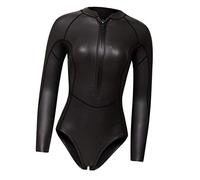Perfeclan Damen Sport Badeanzug Bauchweg Schwimmanzug Langarm Sportanzug aus Neopren, Schwarz, M