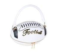 perfeclan Handtasche in Form eines American Football, Umhängetasche für Shopping, Dating, Urlaub, Party, Weiß