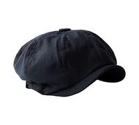 Perfeclan Retro britischer Stil Herren Ballonmütze, Barettmützen, weicher 8-teiliger, lässiger, atmungsaktiver achteckiger Hut für den Urlaub, Herbst, Frühling, Schwarz 4XL