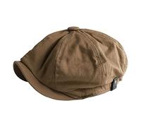 Perfeclan Retro britischer Stil Herren Ballonmütze, Barettmützen, weicher 8-teiliger, lässiger, atmungsaktiver achteckiger Hut für den Urlaub, Herbst, Frühling, Braun 4XL