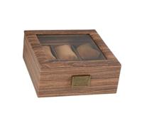 Perfeclan Uhren-Aufbewahrungsbox, Uhrengehäuse, Behälter, abschließbar, Holz, Luxus-Uhrenbox, Schmuck-Vitrine für Herren und Damen, Armband, 6 Steckplätze 21x21x9cm