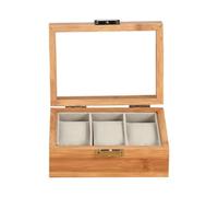 Perfeclan Uhren-Aufbewahrungsbox, Vitrine aus Holz mit Glasdeckel, 3 Fächer, Kratzfest, Uhrenhalter, Uhrengehäuse für Schublade, Reisen, Herren-Geschenk