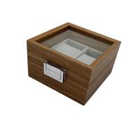 Perfeclan Uhrenbox-Organizer, Holz-Uhrenbox, 2 Fächer, Luxus-Uhrenetui, staubdicht, Schmuckvitrine für Uhren, Halsketten, Armbänder, Ohrringe