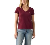 V-Shirt LEVI'S "Perfect Tee", Damen, Gr. M (38), tawny port cotton, Jersey, Obermaterial: 100% Baumwolle, Basic, figurbetont hüftlang, V-Ausschnitt, abgesteppte Kante, Shirts, mit kleinem Batwing- Log