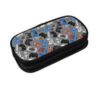 Perinsto Videospiel-Controller-Hintergrund-Federmäppchen, große Kapazität, mehrere Fächer, Schreibwaren-Box, Bleistifttasche, Halter, Schreibtisch-Organizer für Schule, Büro, Zuhause, Schwarz