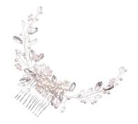 Perlen Haarkamm aus Legierung für Damen, Elegant | Blumenmotiv, Silberfarben, Zartes Design, für Besondere Anlässe und Tanz, Modischer Schmuck für Frauen
