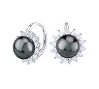 Perlen Ohrringe aus Silber 925 schwarze Naturperle 8 mm