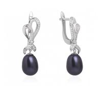Perlen Ohrringe aus Silber 925 schwarze Perle 9 mm Tropfenform