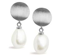 Perlen Ohrringe Damen Süßwasser Zuchtperlen Weiß Ohrhänger - SECRET & YOU - 10 mm Barockperlen - 925er Sterlingsilber - Vergolet