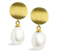 Perlen Ohrringe Damen Süßwasser Zuchtperlen Weiß Ohrhänger - SECRET & YOU - 10 mm Barockperlen - 925er Sterlingsilber - Vergolet