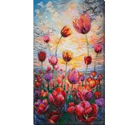 Perlen-Stickbild "Tulpen-Feld", 24 x 42 cm