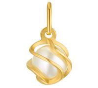 Perlenanhänger AMOR "9038787", gold (gelbgoldfarben, weiß), Schmuckanhänger, Damen, Gelbgold 585 Perlen, 0,55 g, Gelbgold 585, Perlen, Made in Germany - mit Wachsperle (96727845-0) gelbgoldfarben, wei