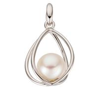 Perlenanhänger JOBO "Anhänger Weißgoldanhänger 19 mm", weißgold 585, Schmuckanhänger, Damen, Perlen Weißgold 585, Perlen, Weißgold 585, 14 Karat 585 Weißgold mit Perle (69521457-0) weißgold 585