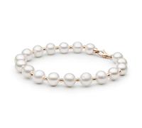 Perlenarmband aus weißen Perlen mit Verschluss aus Roségold
