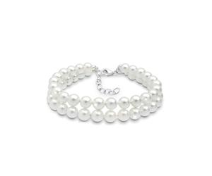 Perlenarmband ELLI "Muschelkernperle 2-reihig 925 Sterling Silber", weiß, Armbänder, Damen, 19cm, ohne Stein, Silber 925 (Sterlingsilber), Perlenarmband (728587-0) weiß