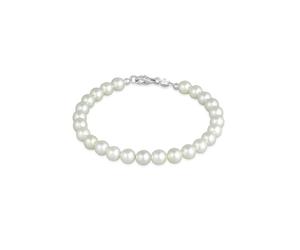 Perlenarmband ELLI "Zeitlos aus Muschelkernperlen 925 Silber", weiß, Armbänder, Damen, 19cm, ohne Stein, Silber 925 (Sterlingsilber), Perlenarmband (011371-0) weiß