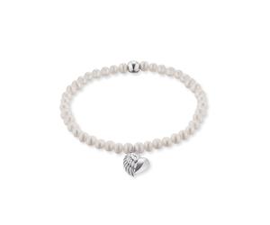 Perlenarmband ENGELSRUFER "HERZFLÜGEL CHARM", bunt (silberfarben, weiß), Armbänder, Damen, 17cm, Perlen Silber 925 (Sterlingsilber) TPU (Thermoplastisches Polyurethan), Perlen, Silber 925 (Sterlingsil