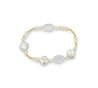 Perlenarmband FIRETTI "Schmuck Geschenk Armschmuck Armkette Perle", gelb (gelbgoldfarben, kristallweiß, weiß, kristallweiß), Armbänder, Damen, 17cm, Perlen Silber 925 (Sterlingsilber), Perlen, Silber