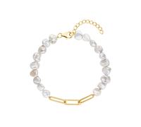 Perlenarmband FIRETTI "Schmuck Geschenk Armschmuck Armkette Perle", gold (gelbgoldfarben, weiß), Armbänder, Damen, 22cm, Perlen Silber 925 (Sterlingsilber), Perlen, Silber 925 (Sterlingsilber), Perlen