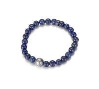 Perlenarmband FIRETTI "Schmuck Geschenk Armschmuck Armkette Perle", schwarz (edelstahlfarben, blau, schwarz, blau), Armbänder, Herren, 19cm, Edelstahl Nylon, Edelstahl, Nylon, Perlenarmband, mit Lapis