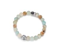 Perlenarmband FIRETTI "Schmuck Geschenk Armschmuck Armkette Perle", silber (edelstahlfarben, mehrfarbig, bunt), Armbänder, Damen, 17cm, Edelstahl Nylon, Edelstahl, Nylon, Perlenarmband, mit Amazonit (