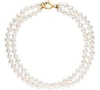 Perlenarmband FIRETTI "Schmuck Geschenk Gold 375 Armband Armkette", gold (gelbgoldfarben, weiß), Armbänder, Damen, 19cm, Gelbgold 375 Perlen Seide, Gelbgold 375, Perlen, Seide, Perlenarmband, Made in