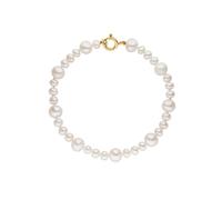 Perlenarmband FIRETTI "Schmuck Geschenk Gold 375 Armschmuck Armkette Perle", gold (gelbgoldfarben, weiß), Armbänder, Damen, 19cm, Gelbgold 375 Perlen Seide, Gelbgold 375, Perlen, Seide, Perlenarmband,