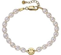 Perlenarmband FIRETTI "Schmuck Geschenk Silber 925 Armschmuck Armband Armkette Smiley", gold (gelbgoldfarben, weiß), Armbänder, Damen, 19cm, Perlen Silber 925 (Sterlingsilber), Perlen, Silber 925 (Ste